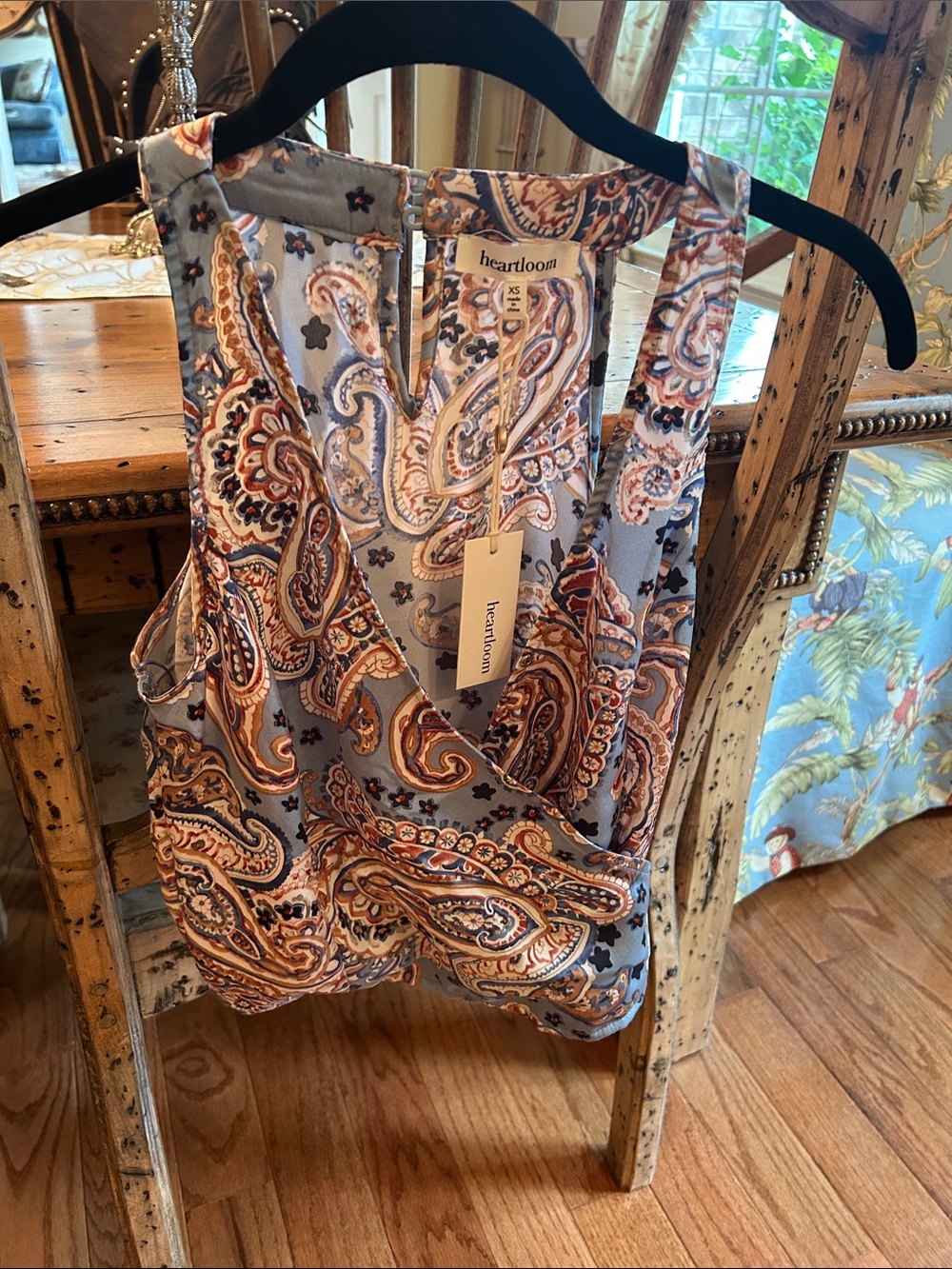 Heartloom Light Blue Paisley Wrap-Front Camisole with Orange Accents NWT